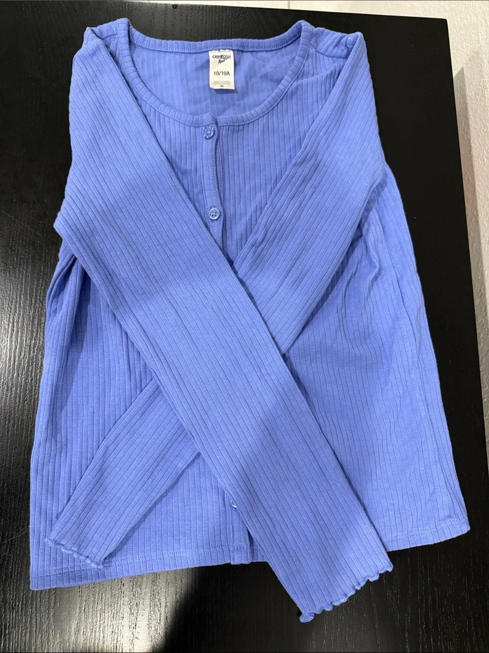 OshKosh B'gosh Girls Long Sleeve Ribbed Tee in Periwinkle Blue